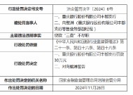 重庆银行丰都支行被罚30万元：因贷款“三查”不尽职