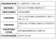 重庆大足汇丰村镇银行被罚20万元：因贷款资金被挪用